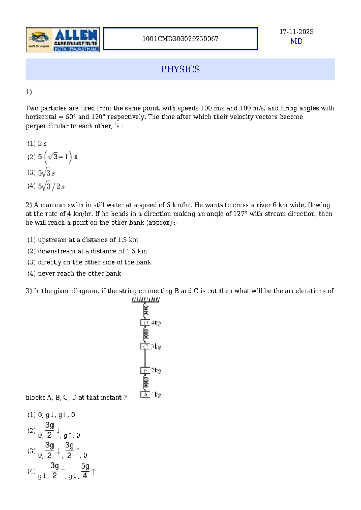 1001CMD303029250067 MD PHYSICS Exam Questions and Solutions - Studocu