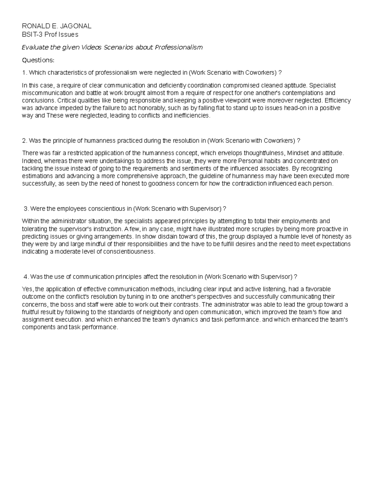 03 BSIT-3 Professionalism Issues in Information Systems: Activity 1 ...
