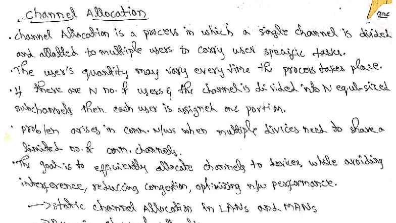 Channel Allocation Notes for CL 038 Course - Studocu