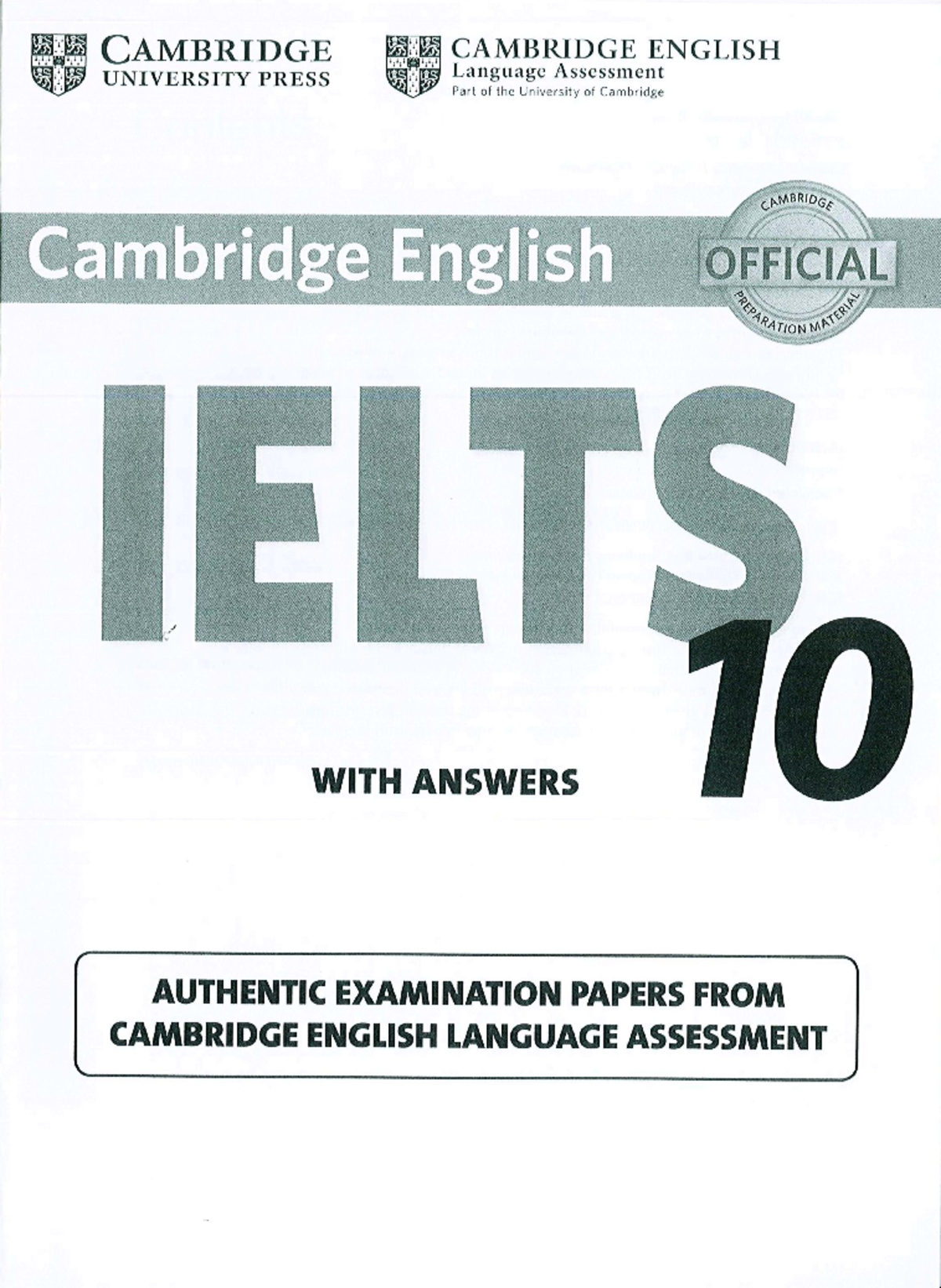 Cambridge IELTS 10 Listening Test Noted Answers and Highlights - Studocu