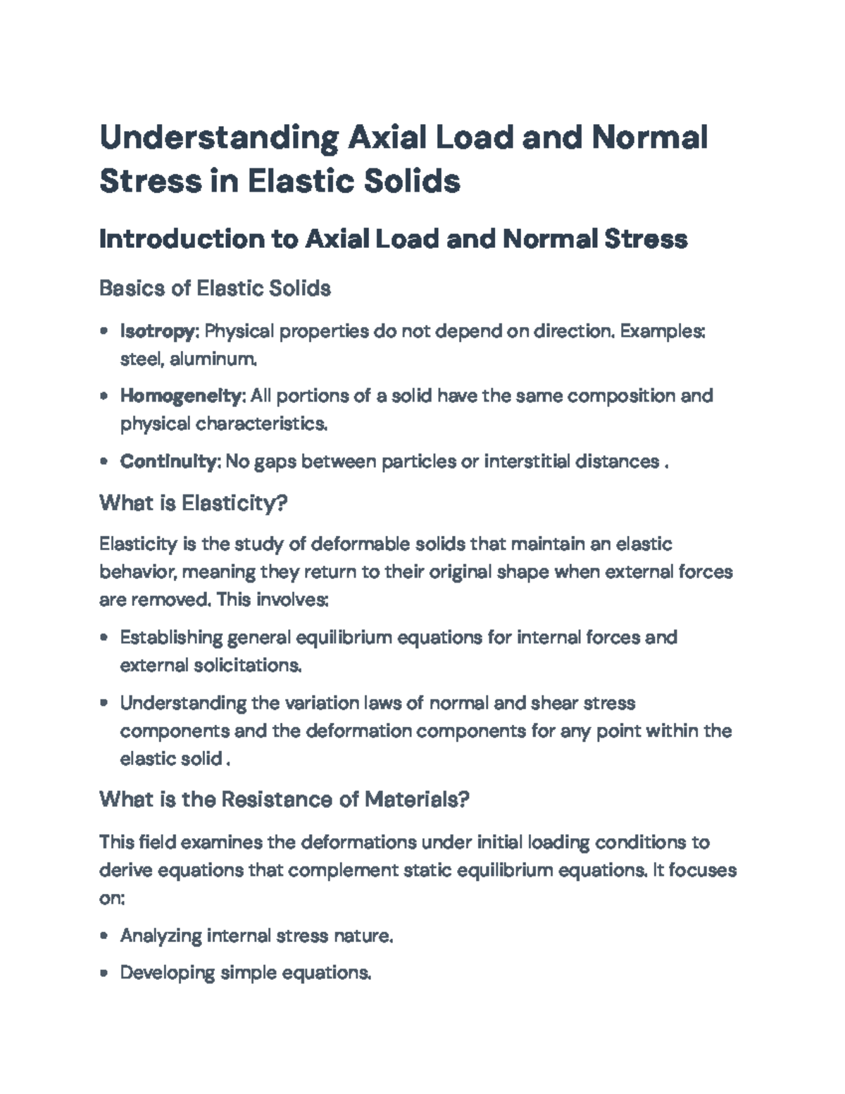 Understanding Axial Load and Normal Stress in Elastic Solids - ME 101 ...