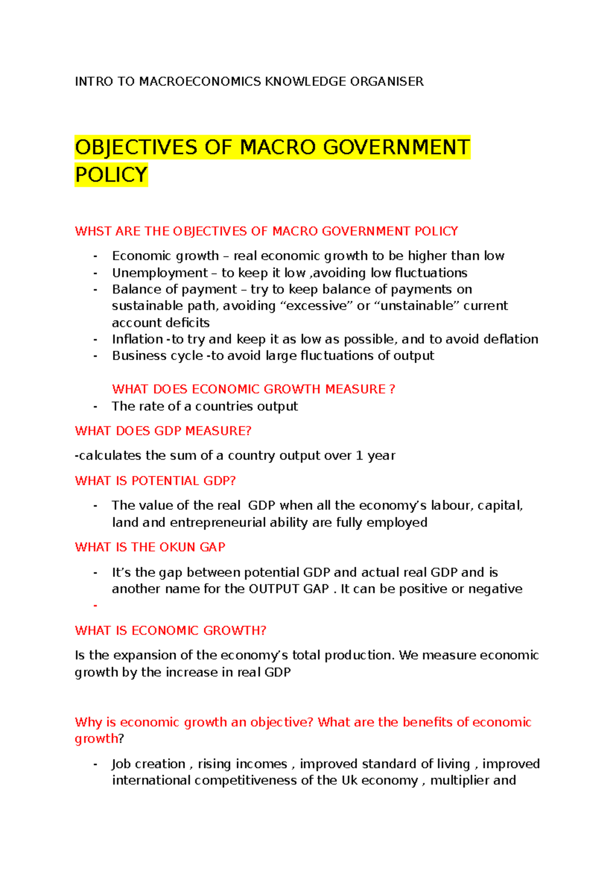 Intro to Macroeconomics (ECON 101): Comprehensive Study Notes - Studocu