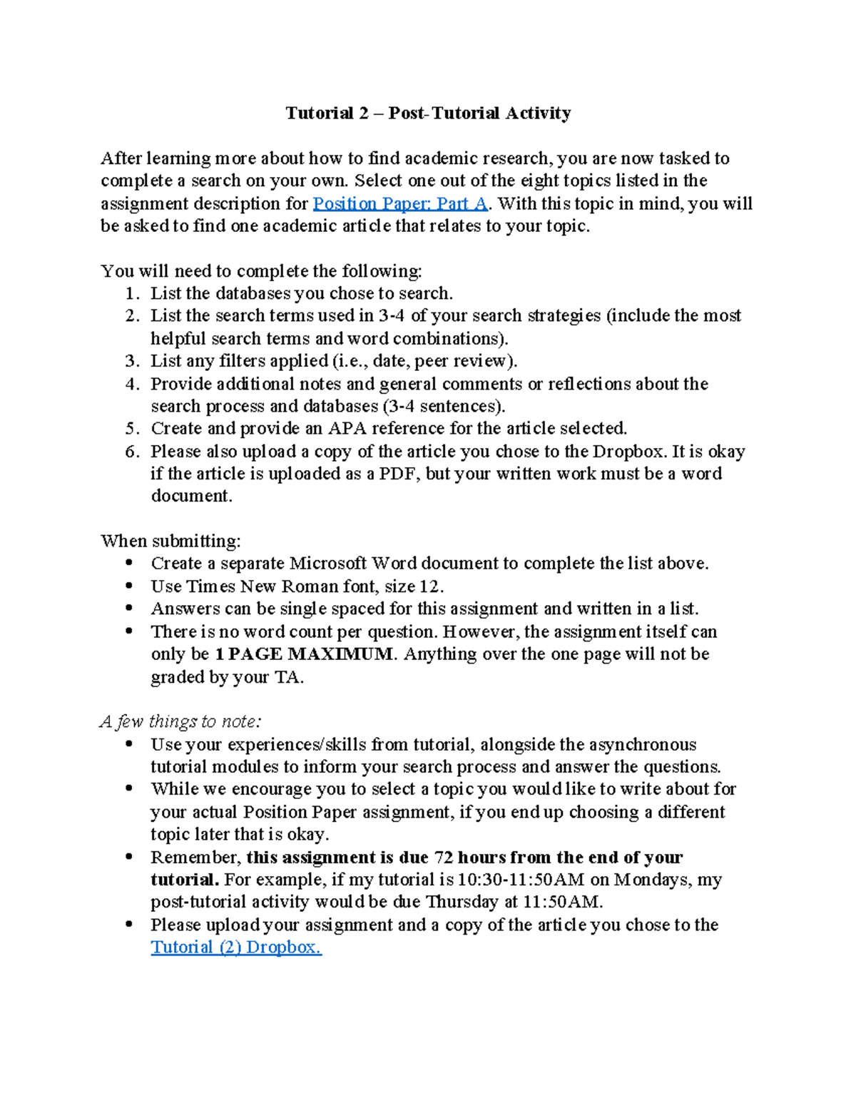 Tutorial 2 - Post-Tutorial Activity - Tutorial 2 – Post-Tutorial ...