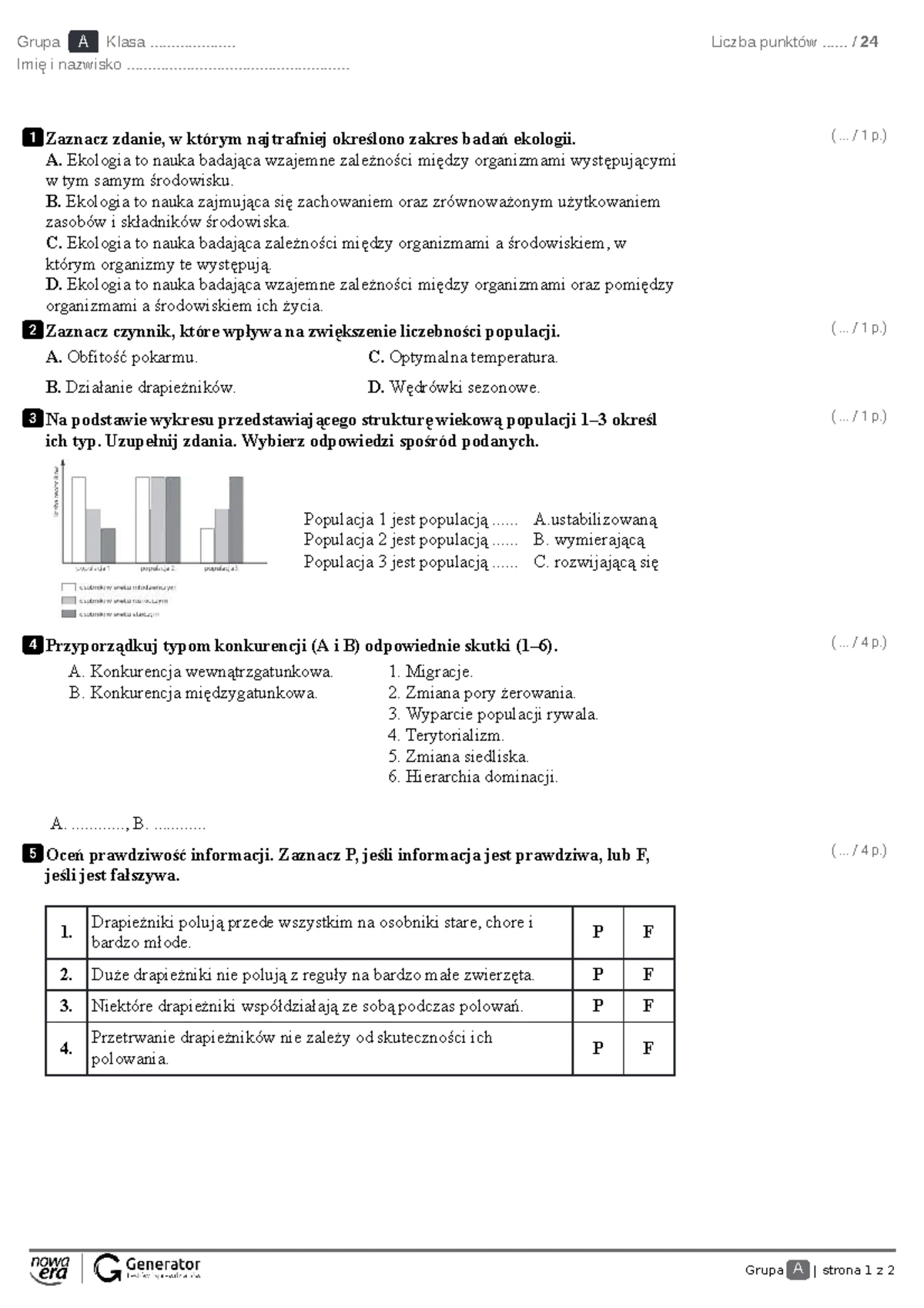 Biol 5 Test Podsumowujący: Komórka jako Podstawowa Jednostka Życia