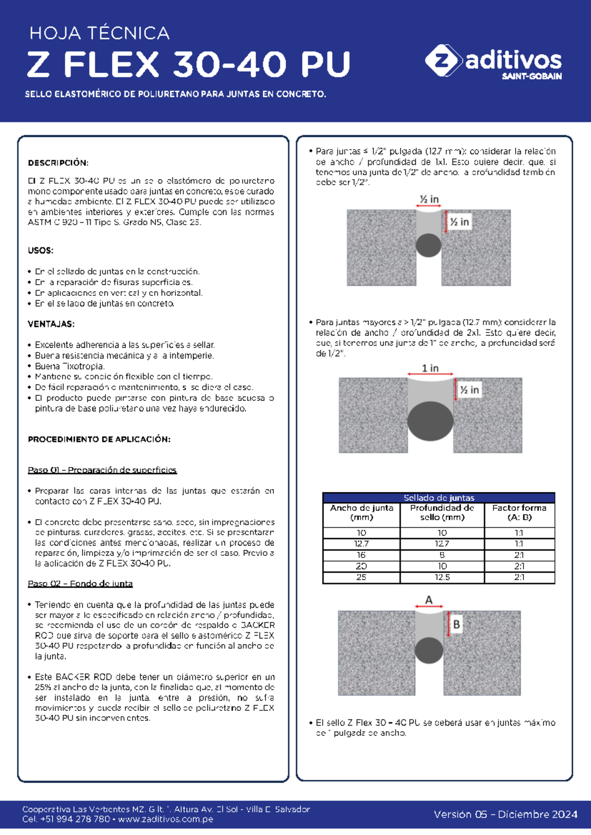 Ficha Técnica Z FLEX PU: Sello Elastomérico para Juntas en Concreto - Document Preview