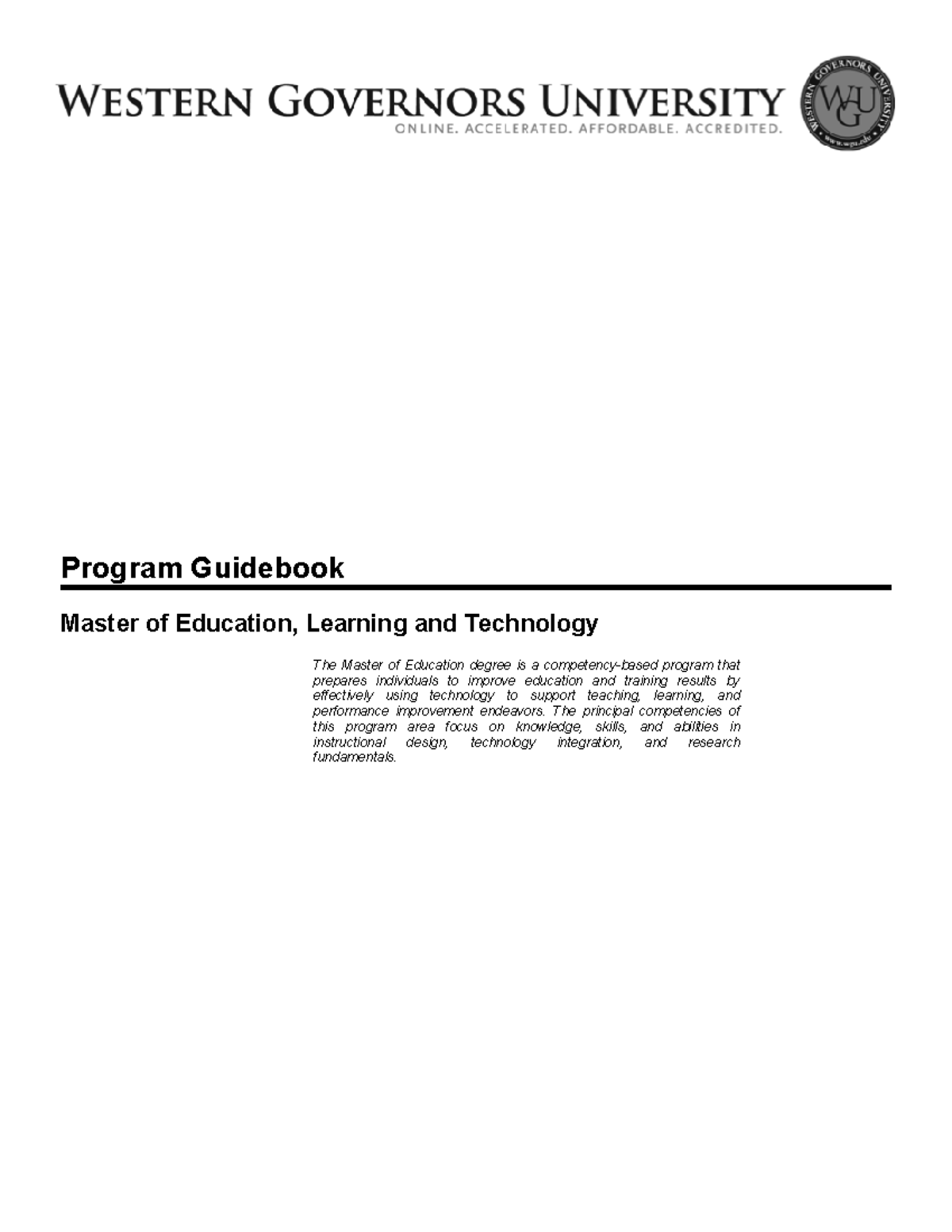 MEDLT 201504: Master of Education in Learning and Technology Guidebook ...