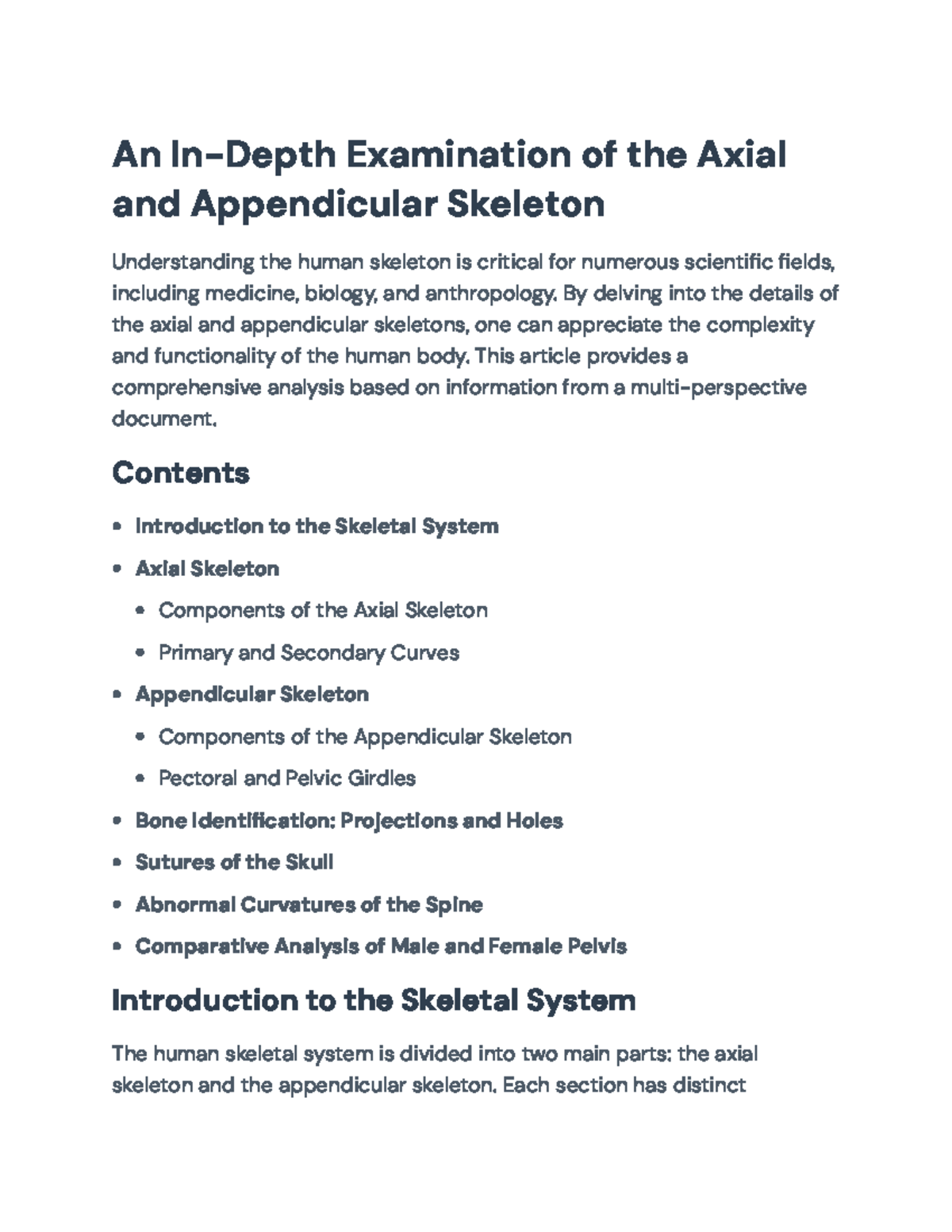 An In-Depth Analysis of the Axial and Appendicular Skeletons - An In ...