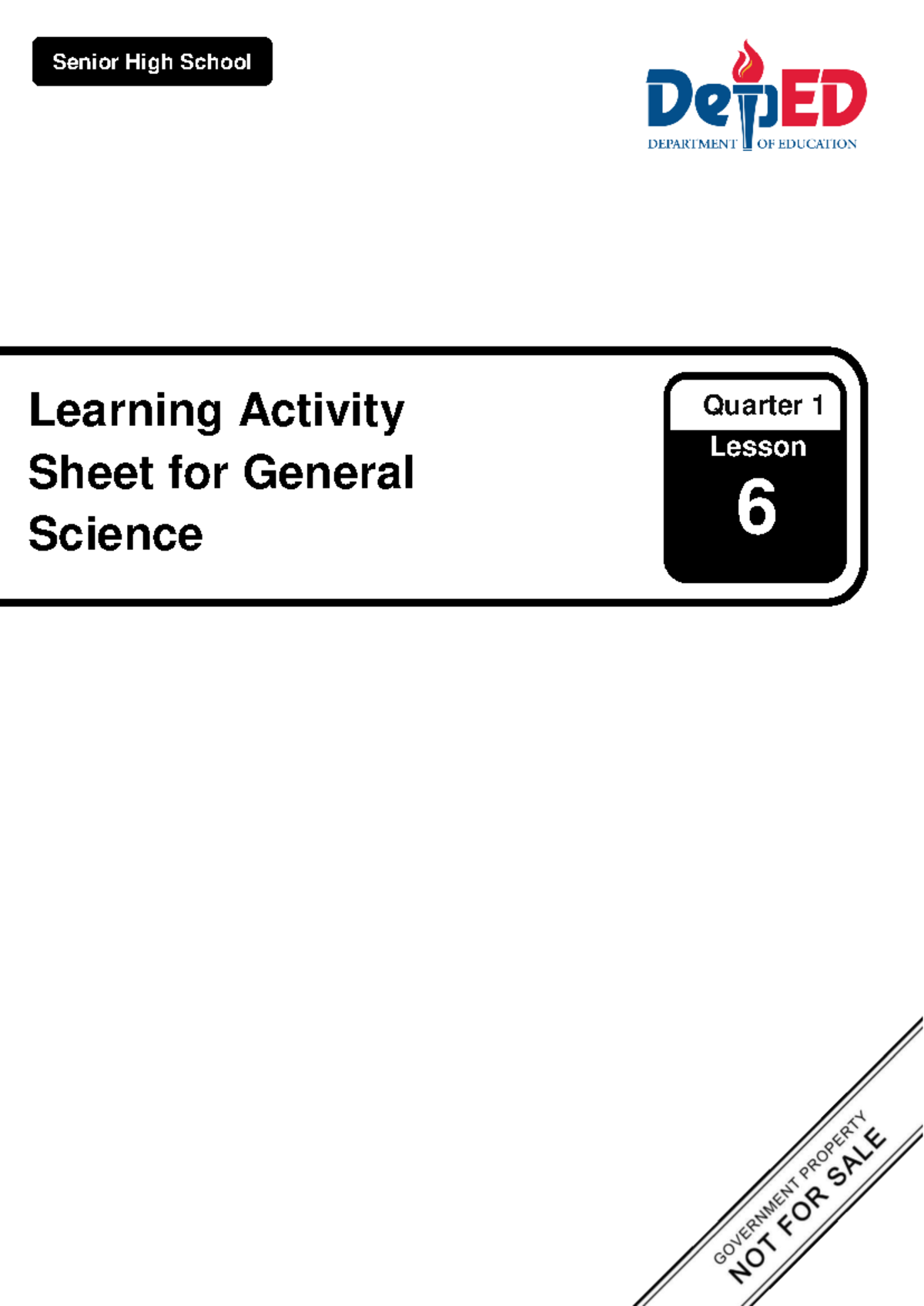SHS GS Q1 LAS LE6 - Hydraulic System Model Activity for Grade 11 - Document Preview