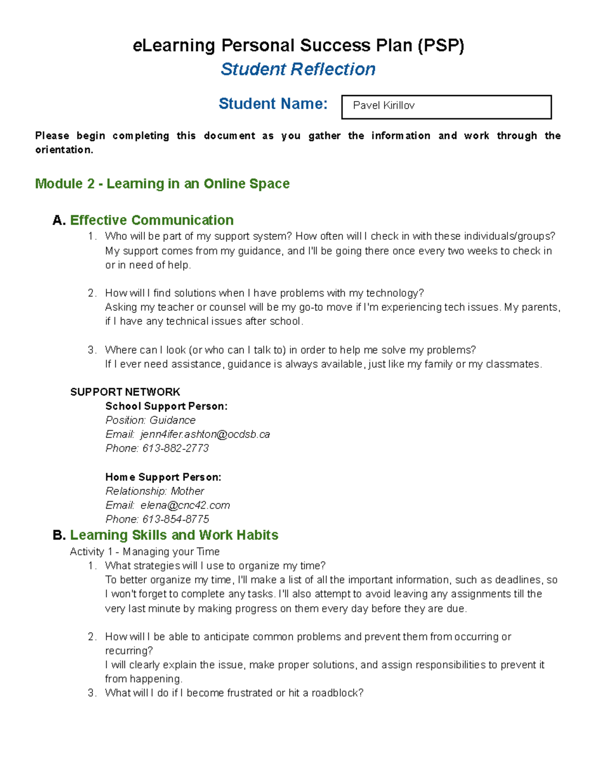 2021-2022 PSP Student Orientation Reflections and Strategies - Studocu