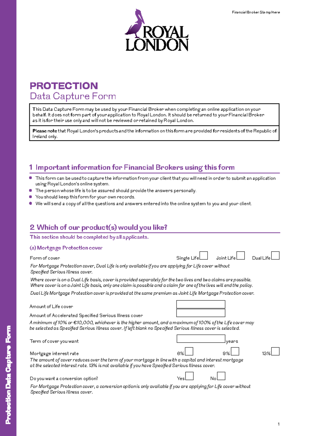 Royal London Data Capture Form for Protection Products - Studocu
