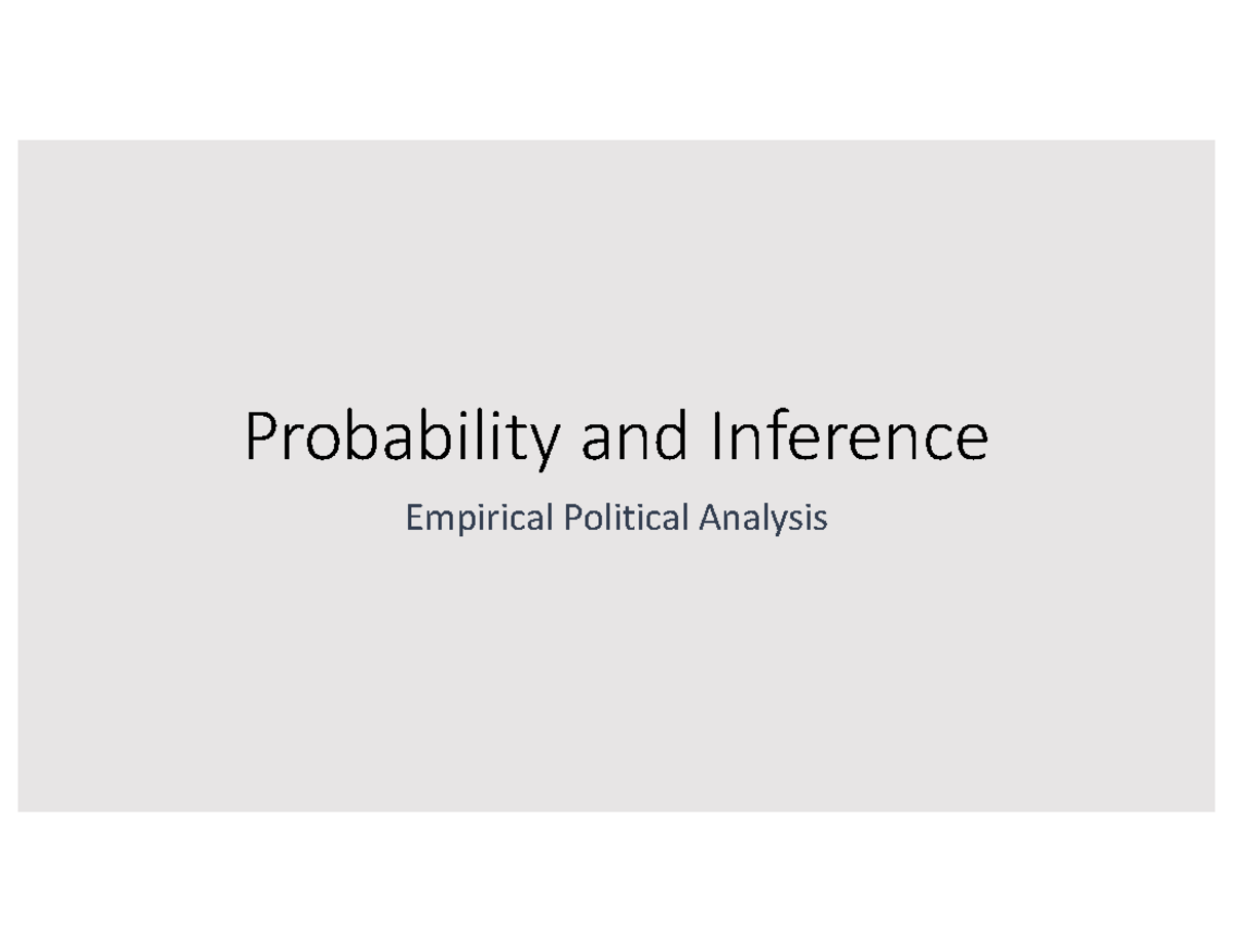 Lecture on Probability and Inference - Studocu