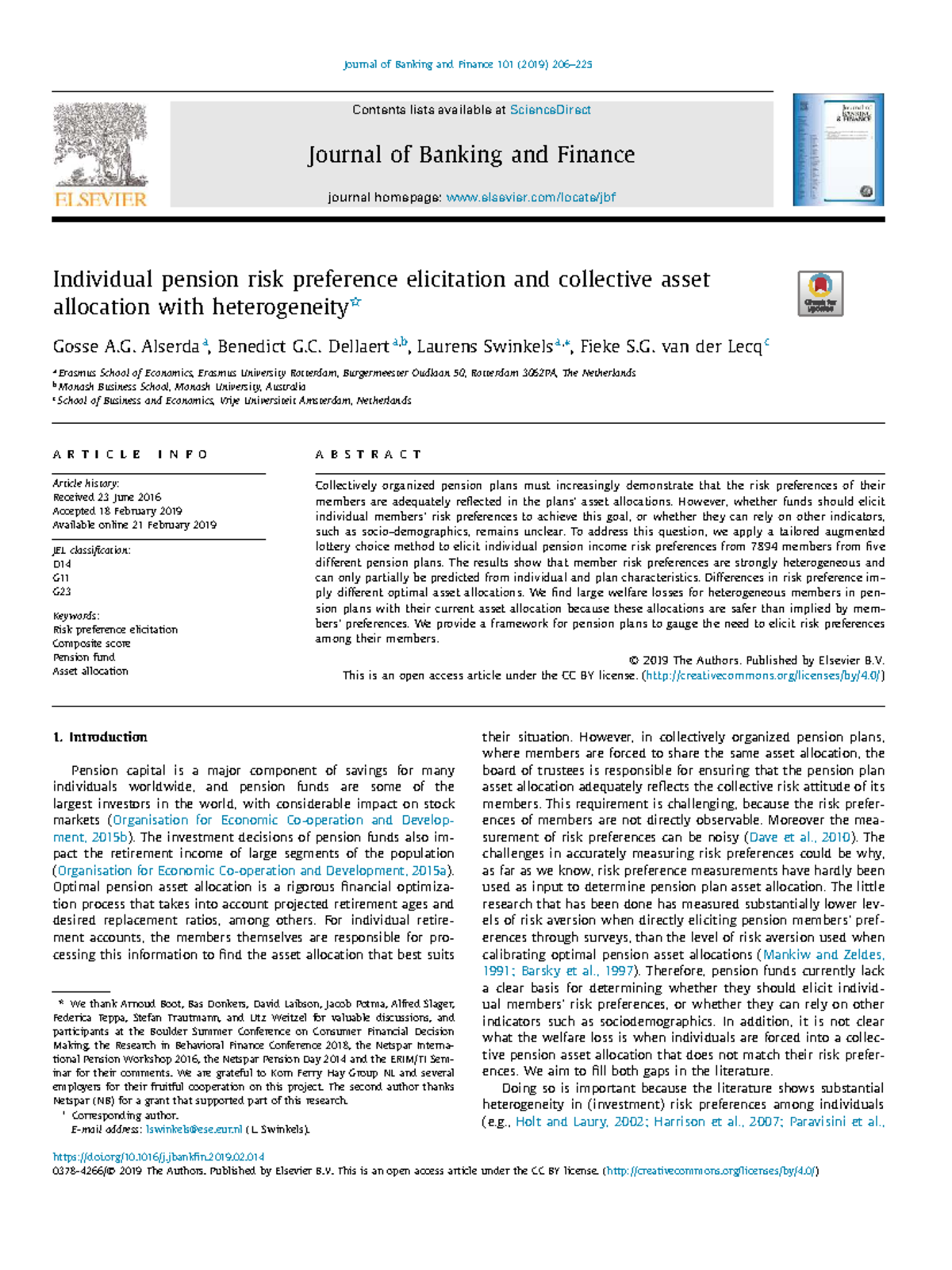 Pension Risk Preferences and Asset Allocation: Insights from 7894 ...