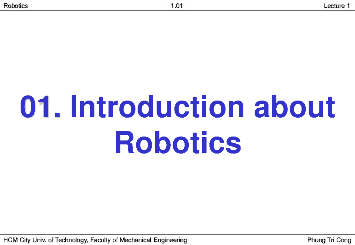 Robotics 1.01 Lecture 1: Introduction to Robotics Concepts - Studocu