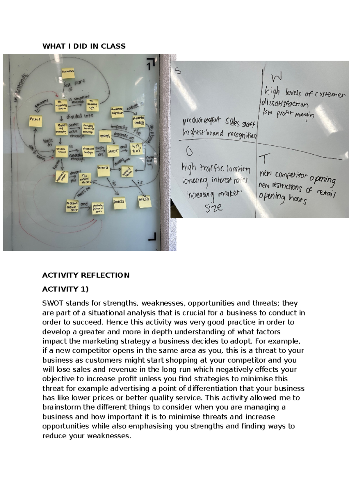 MARKETING ACTIVITY REFLECTION WEEK 10 2024 - WHAT I DID IN CLASS ...