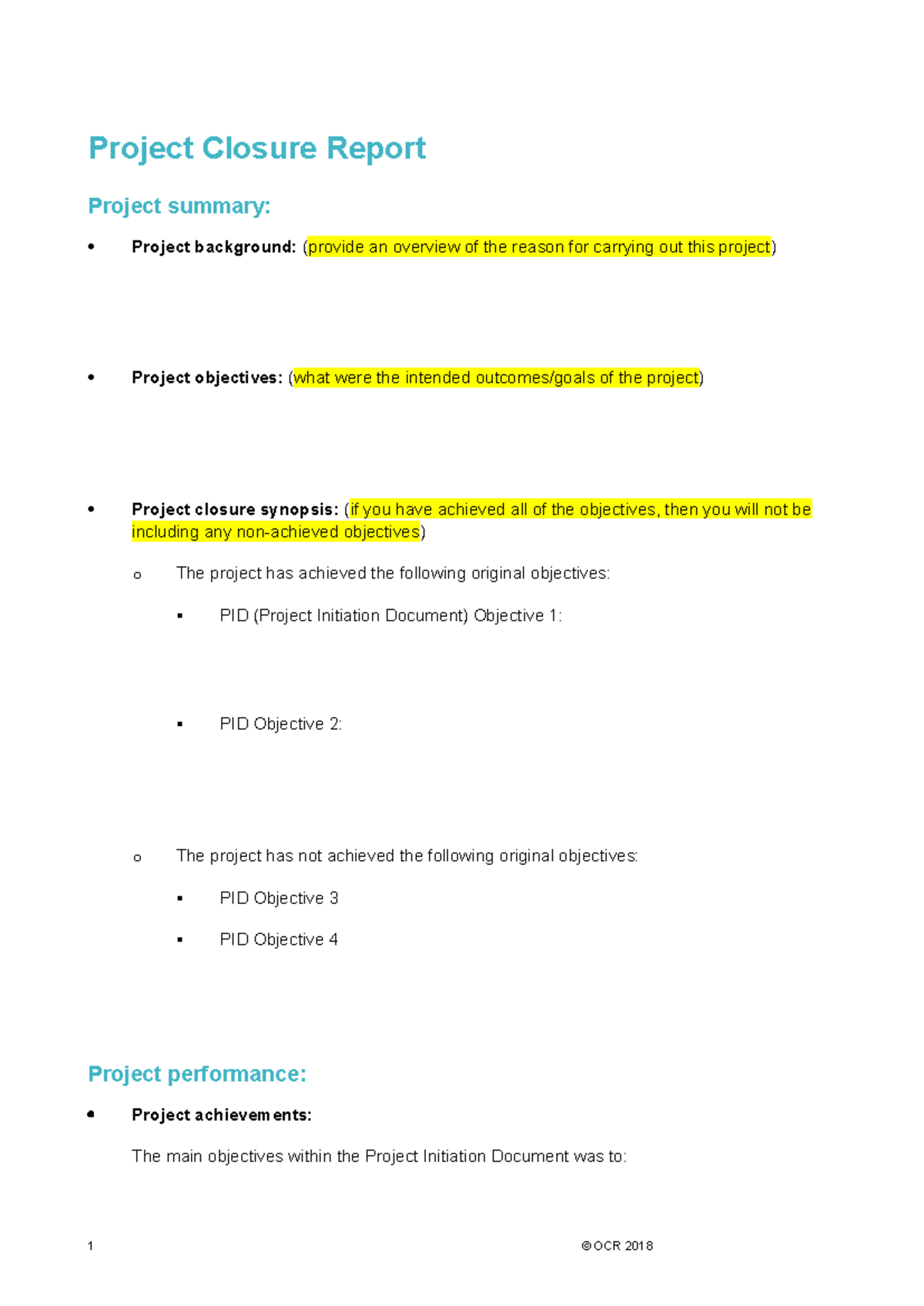 P6 M3 Project Closure Report - Project Closure Report Project summary ...