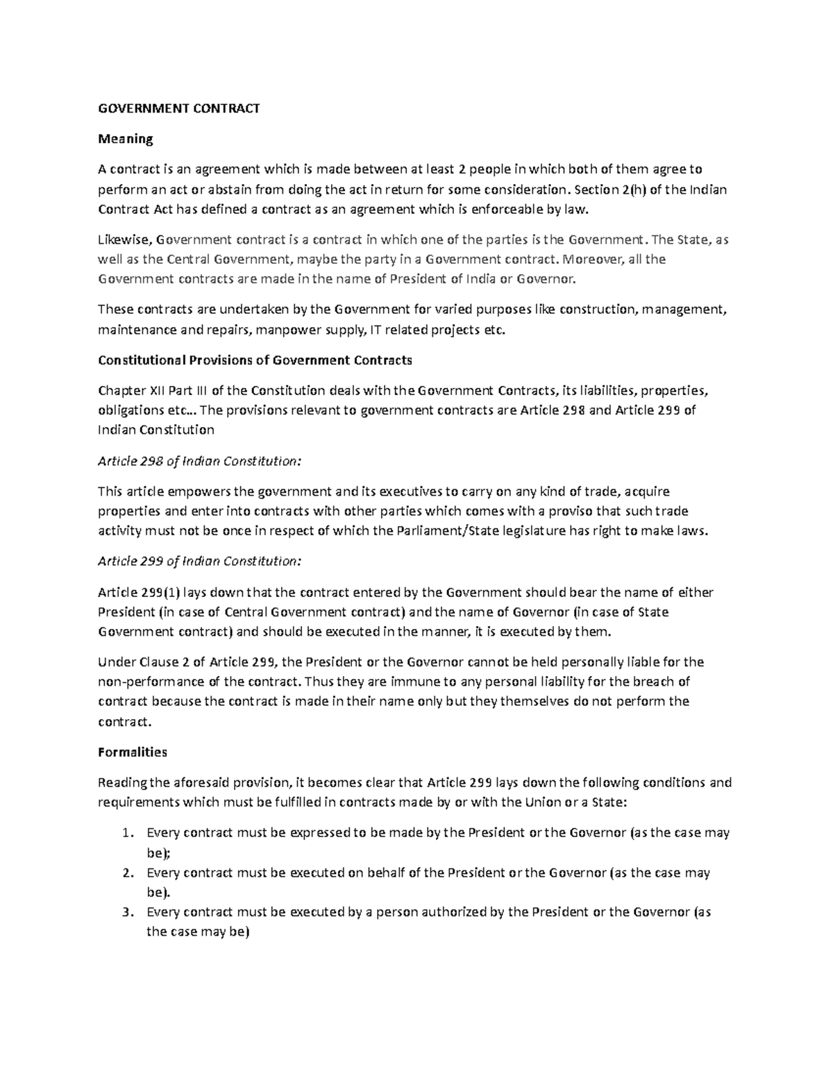 Government Contracts - Important Contract Law Notes (Contract Law ...