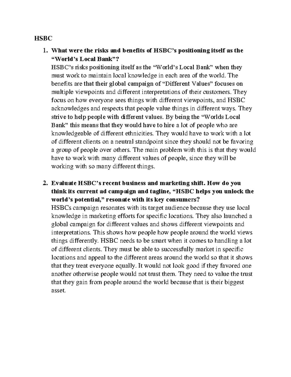 Chapter 9: HSBC Case Study Analysis and Evaluation - Studocu