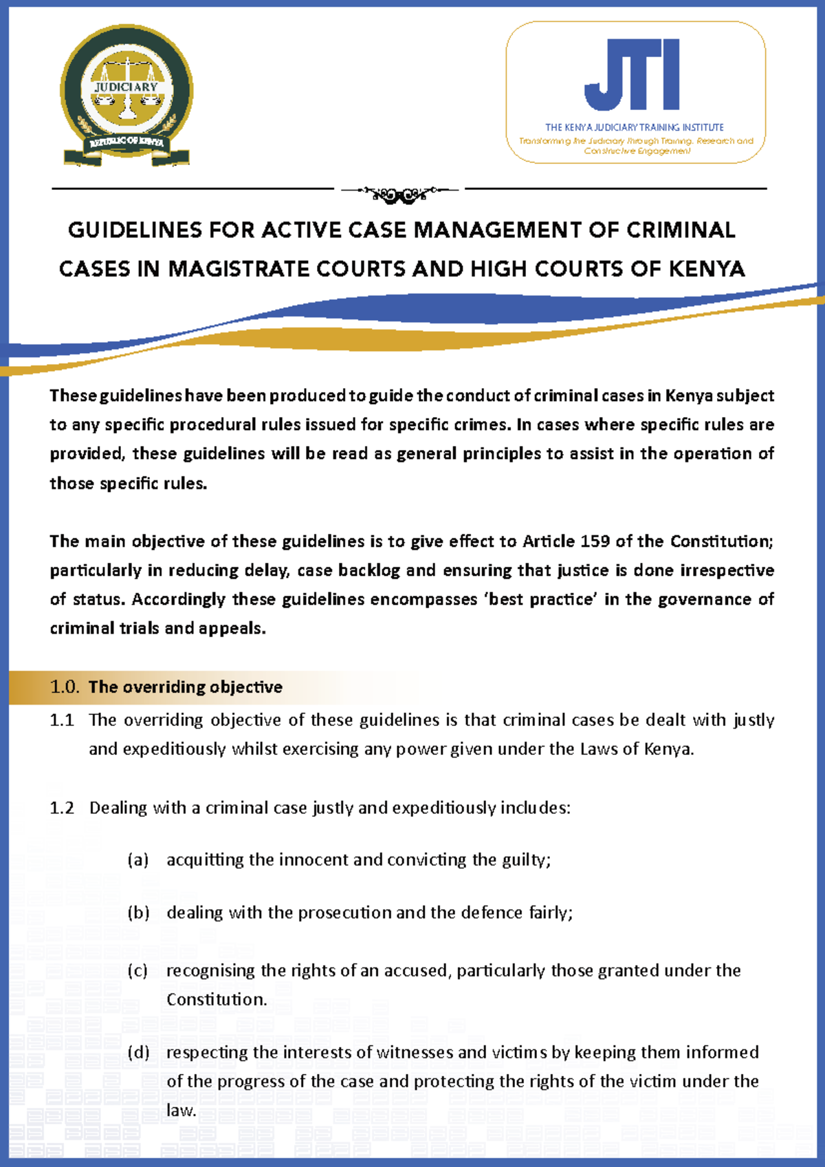 Guidelines for Active Case Management of Criminal Cases in Kenya - Studocu
