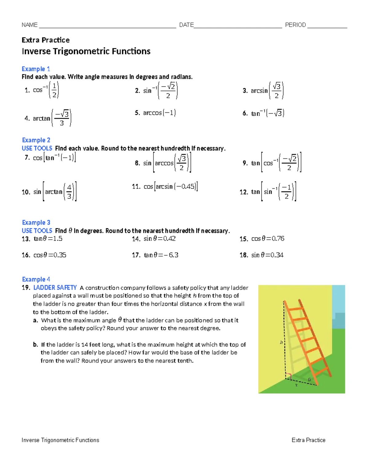Graphing Sine & Cosine Functions: Extra Practice for NAME PERIOD - Studocu
