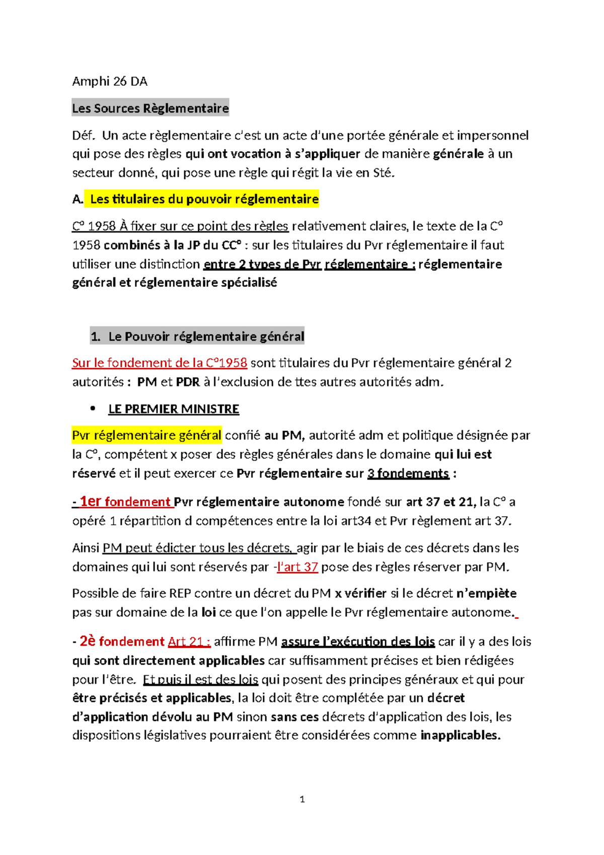 Amphi 26 DA - Les Sources du Droit Administratif et Pouvoirs ...