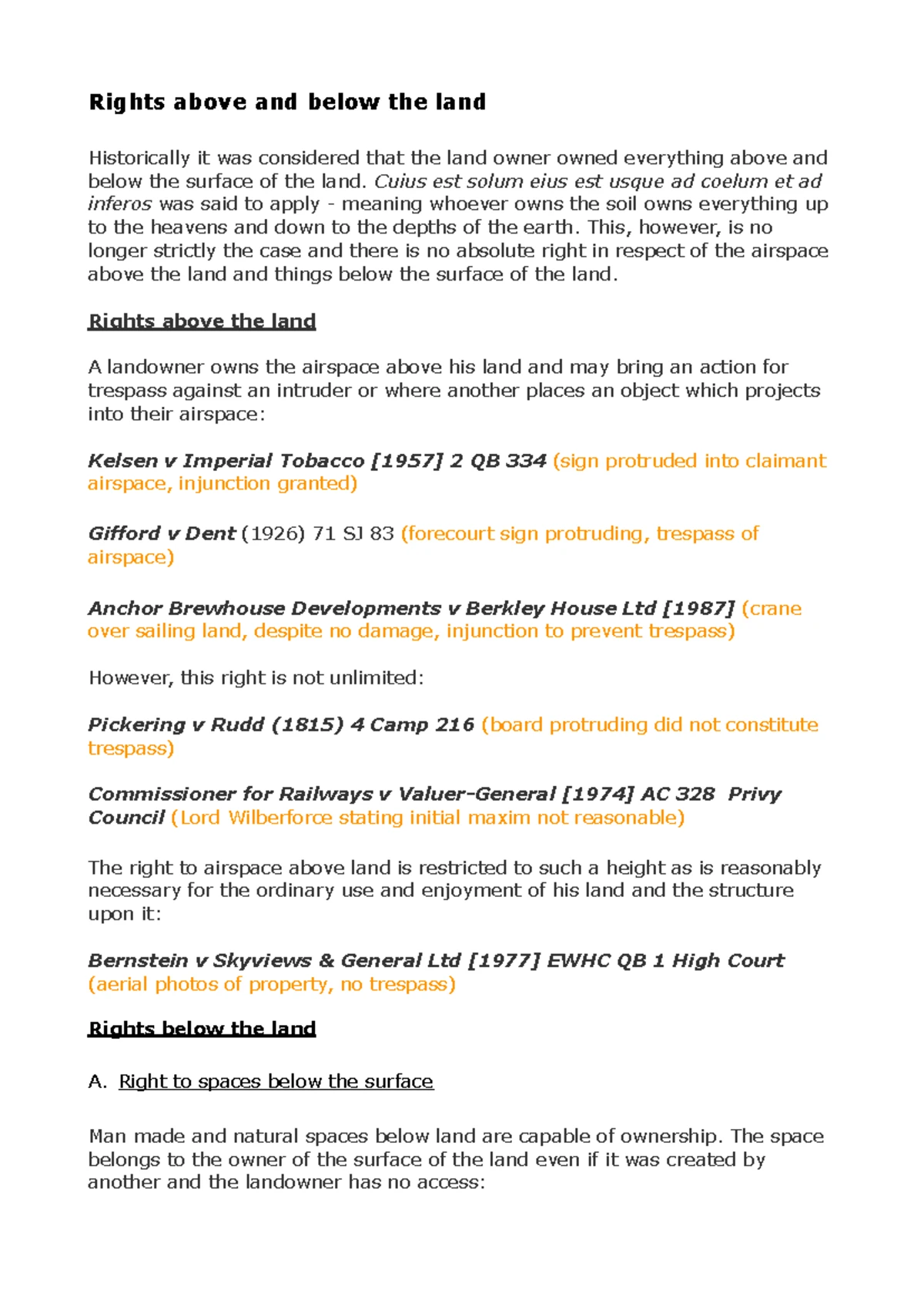 kelsen v imperial tobacco 1957 2 qb 334 Land Rights and Airspace: Key Case Summaries in Law 101