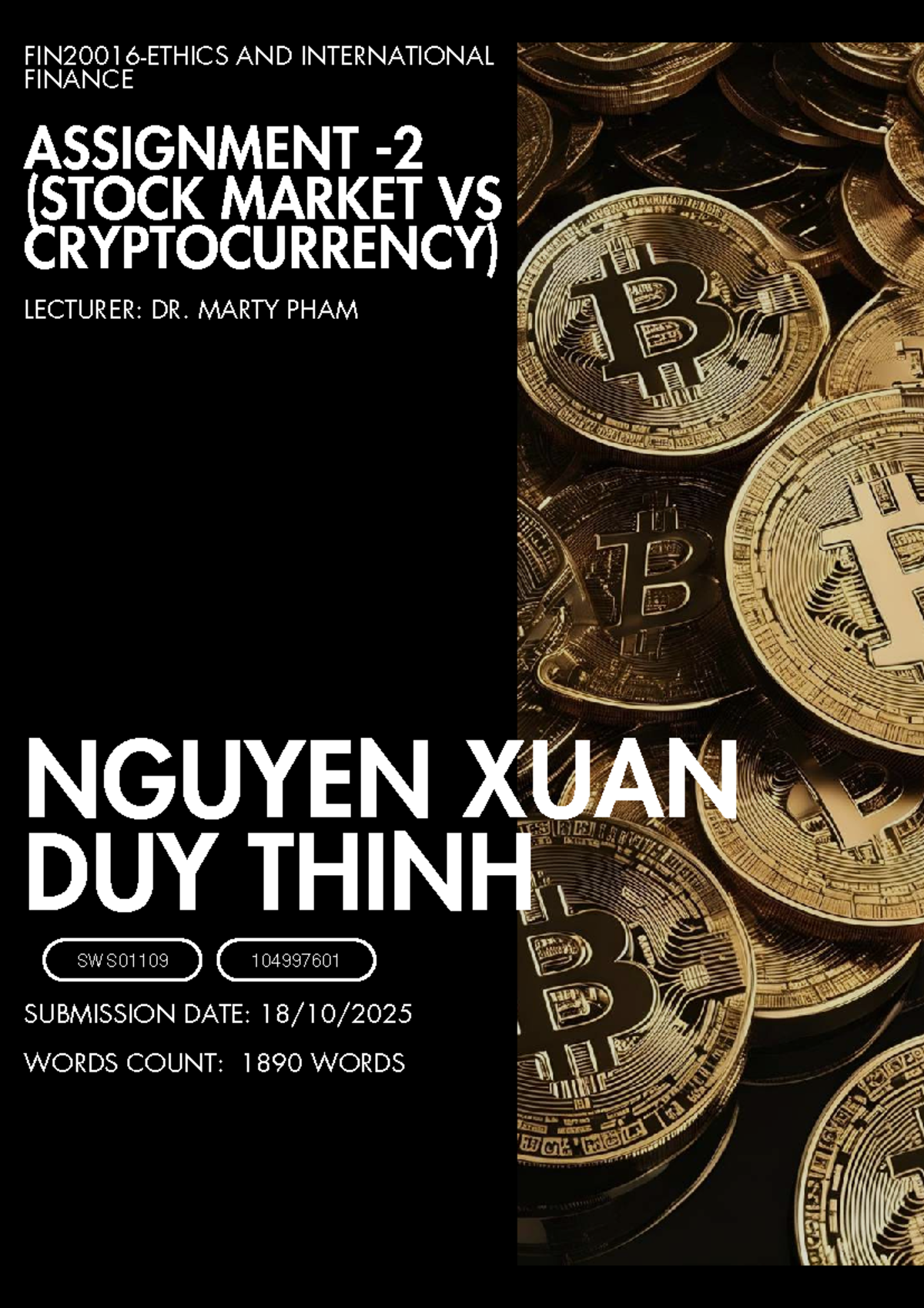 SWS01109 FIN Assignment: Stock Market vs. Cryptocurrency Analysis - Studocu