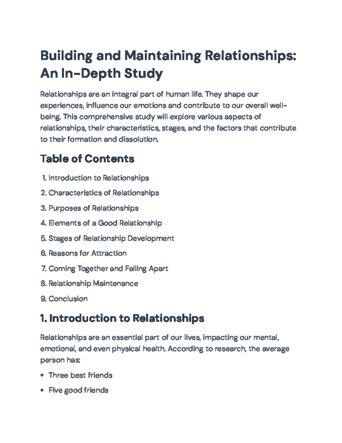 Dynamics of Building Relationships: A Comprehensive Study - Studocu