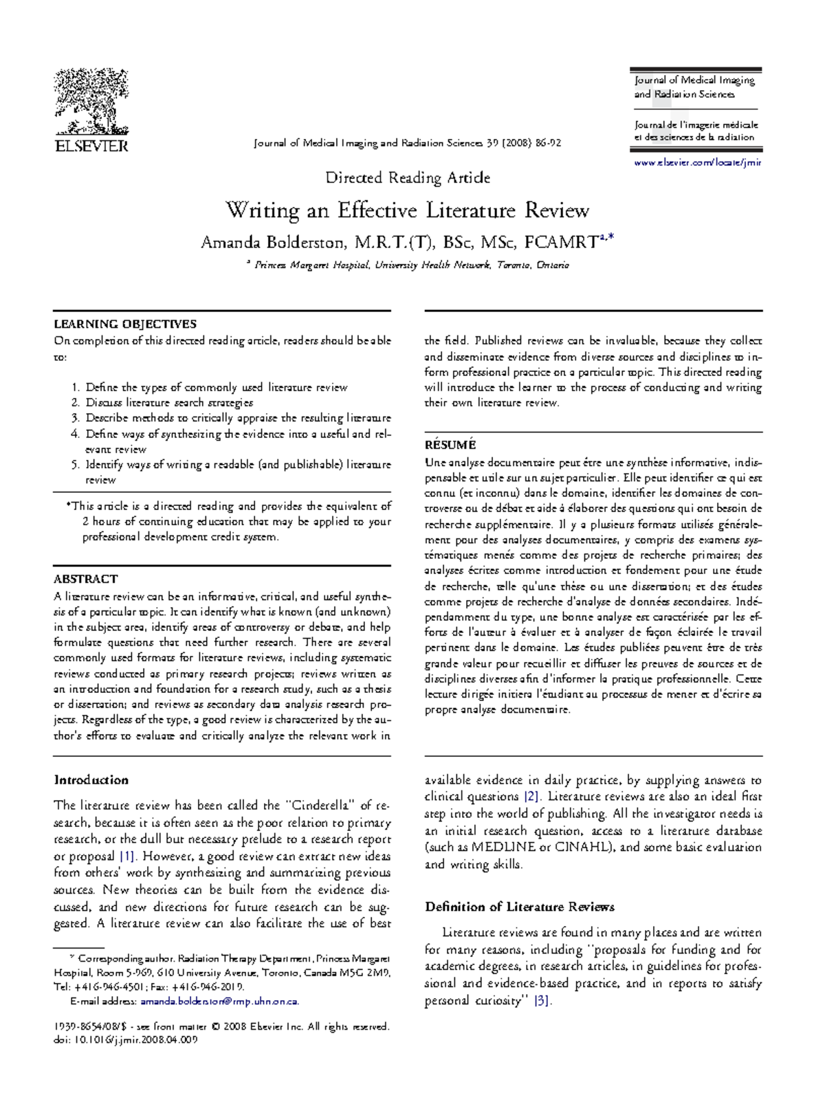 Writing an Effective Literature Review in Medical Imaging and Radiation ...