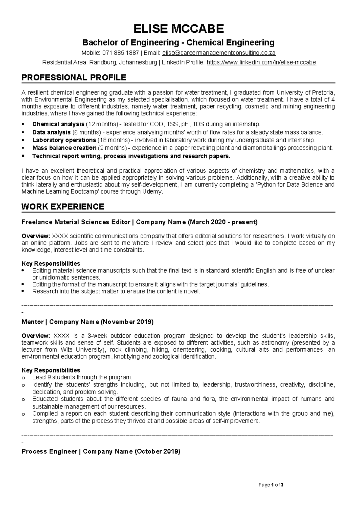 UP-CV-Example: Guidelines for Crafting a Professional CV in Engineering ...