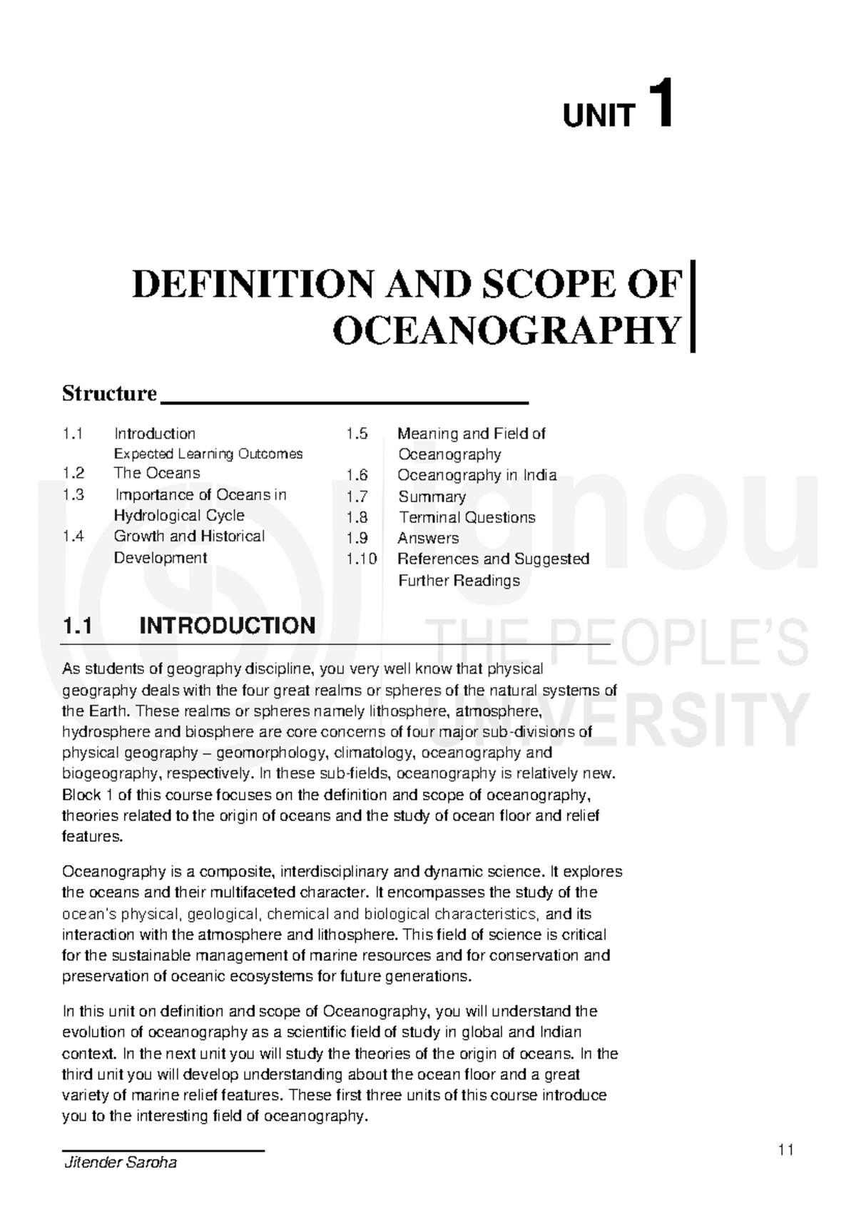 UNIT 1 - Definition and Scope of Oceanography: Key Concepts and ...