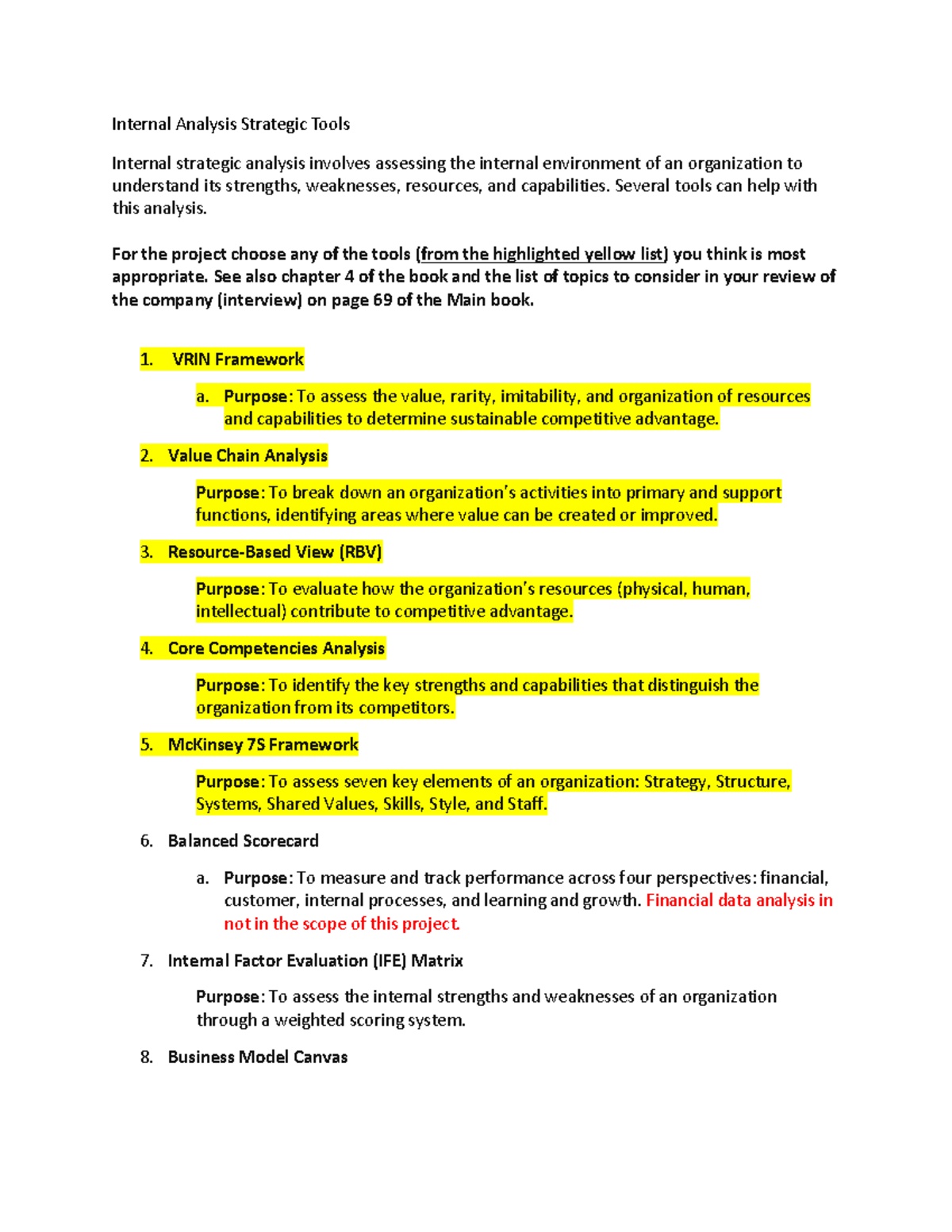 Internal Analysis Strategic Tools Overview: Key Frameworks and ...