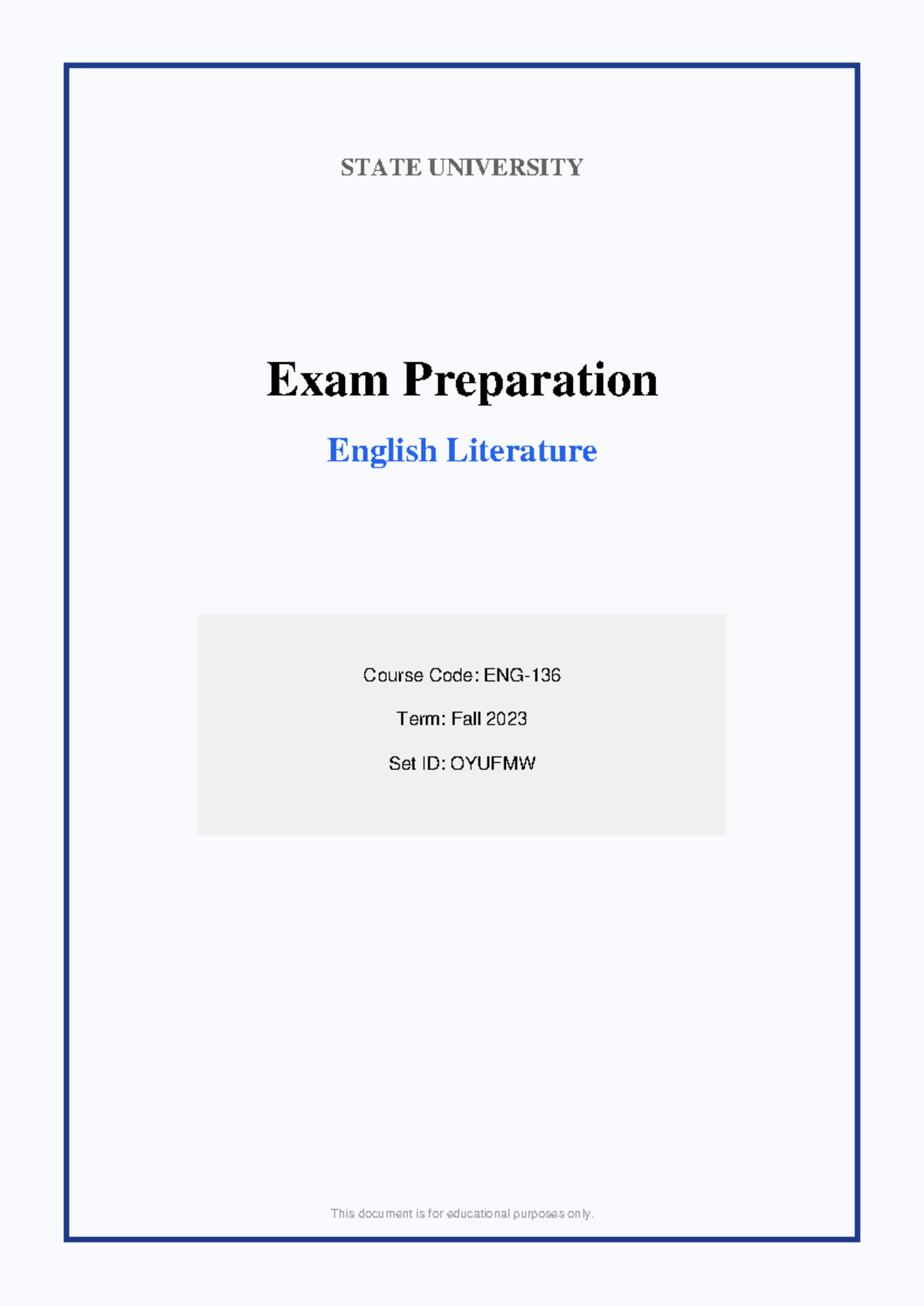English Literature Exam Prep OYUFMW - Key Concepts & Analysis - Studocu