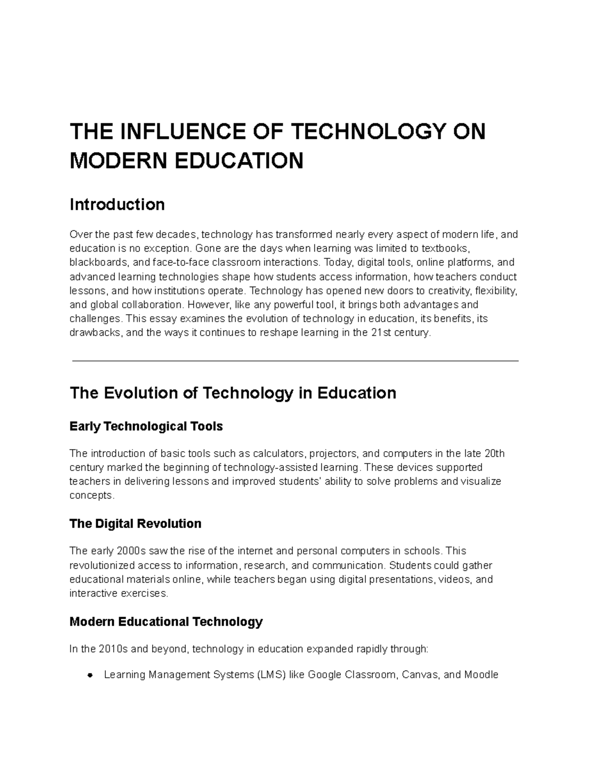 The Impact of Technology on Modern Education: A Comprehensive Study ...