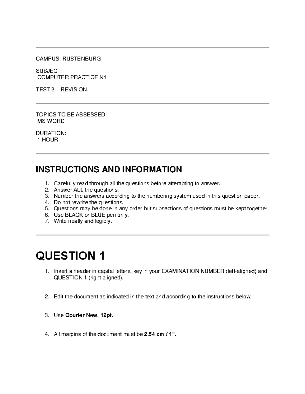 CAMPUS: RUSTENBURG COMPUTER PRACTICE N4 TEST 2 REVISION GUIDE - Studocu