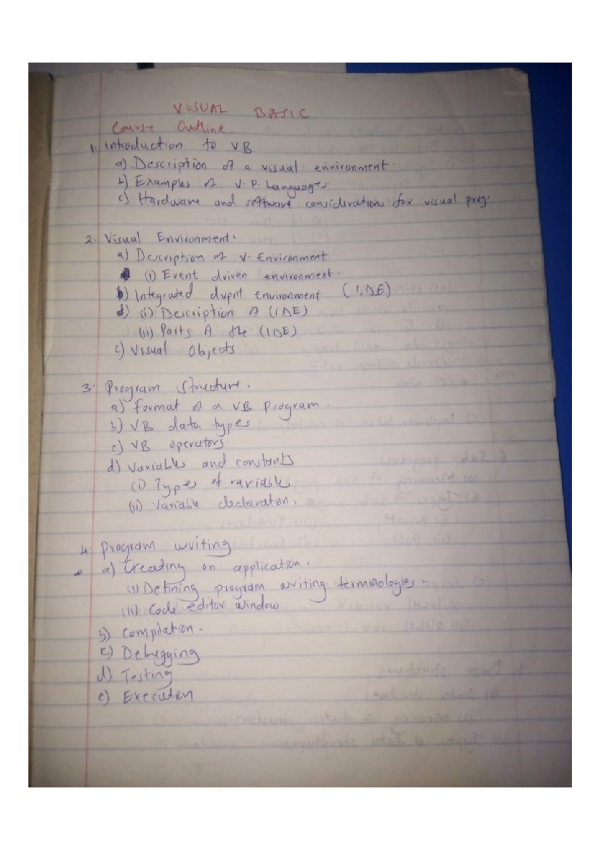 VB Course Outline 1 - Good - VISUAL BASIC Course Outline 1 ...