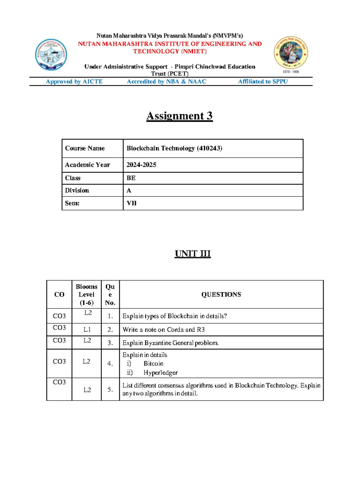 BT 24 25 Assignment 2 - Assignment 2 Course Name Blockchain Technology ...