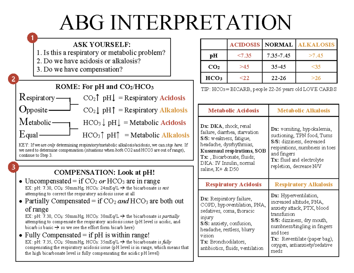 ABG Interpretation for Nursing Students: Practice Notes - Studocu