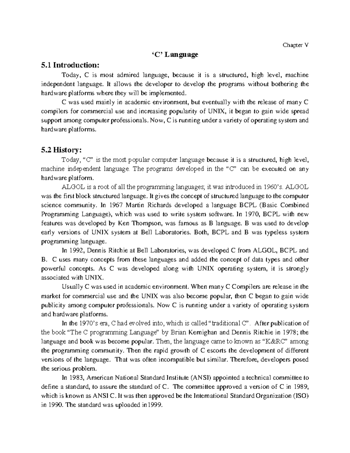 5.‘C’ Language - Chapter V ‘C’ Language 5 Introduction: Today, C is ...