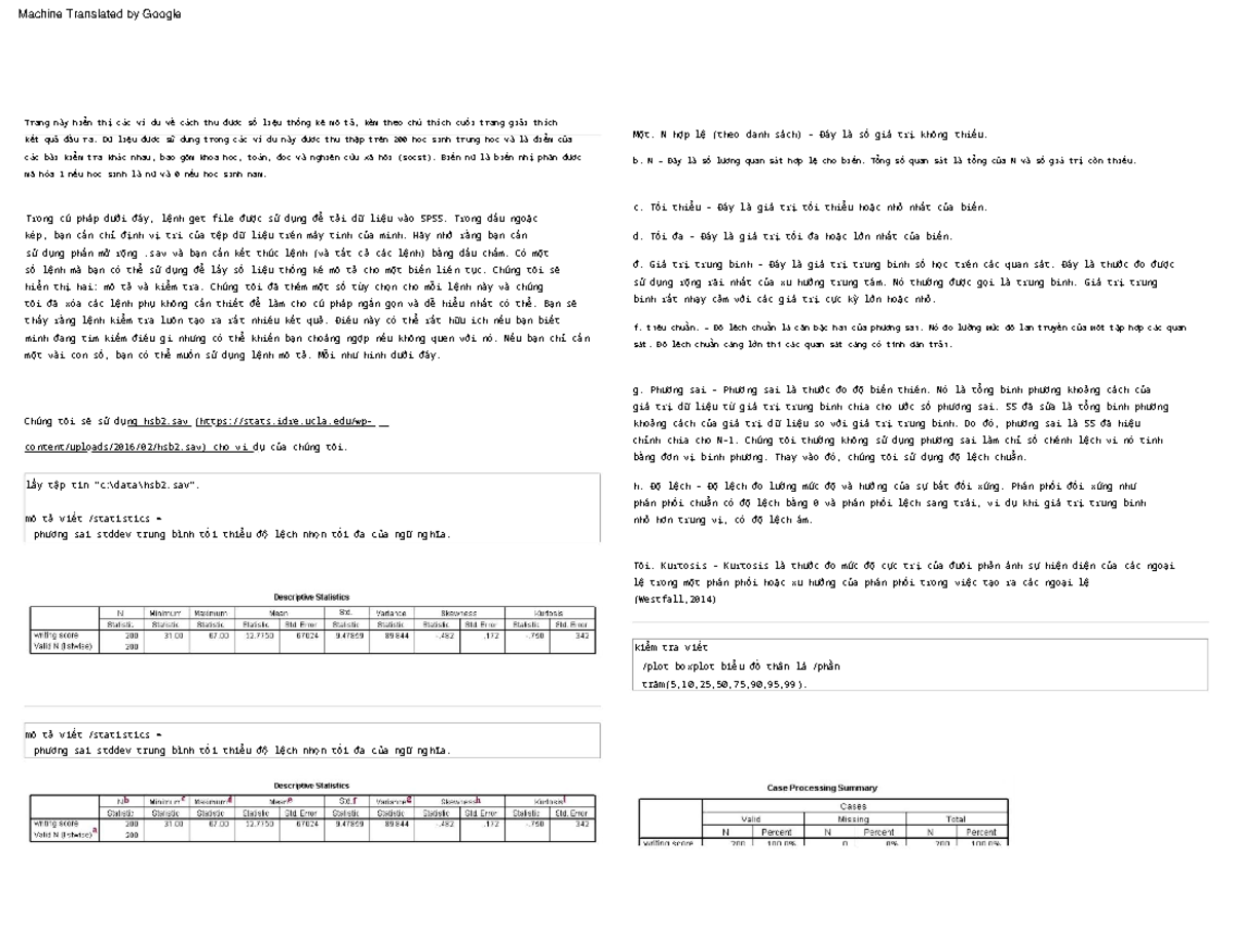 Descriptive Statistics Analysis in SPSS for High School Test Scores ...