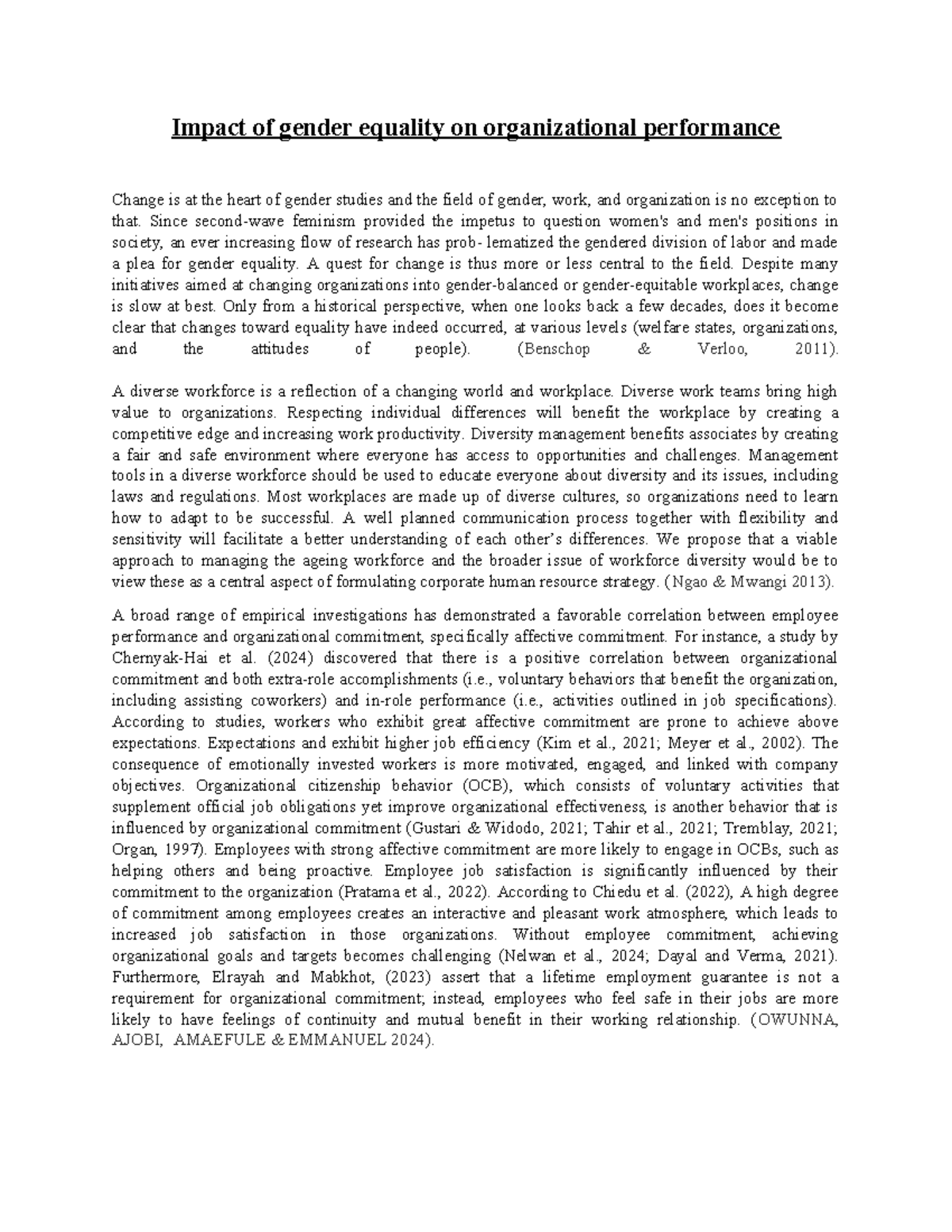 Impact of gender equality on organizational performance Sami - Since ...