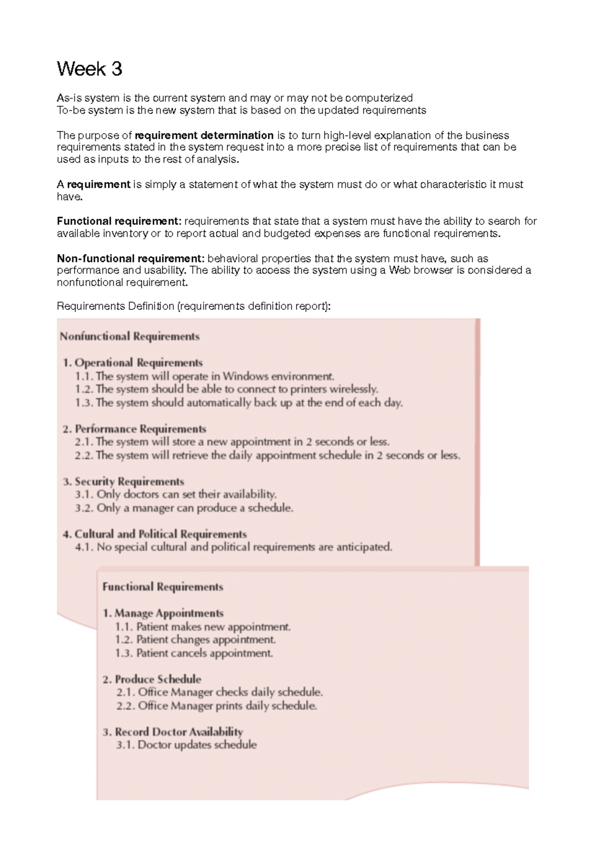 ISYS2110 Week 3 Notes: Requirements Definition & System Analysis - Studocu