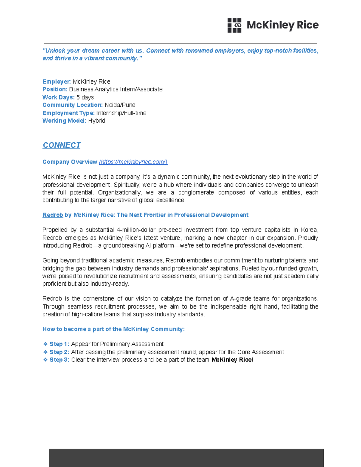 Mc Kinley Rice JD - Business Analytics Intern/Associate Opportunities ...