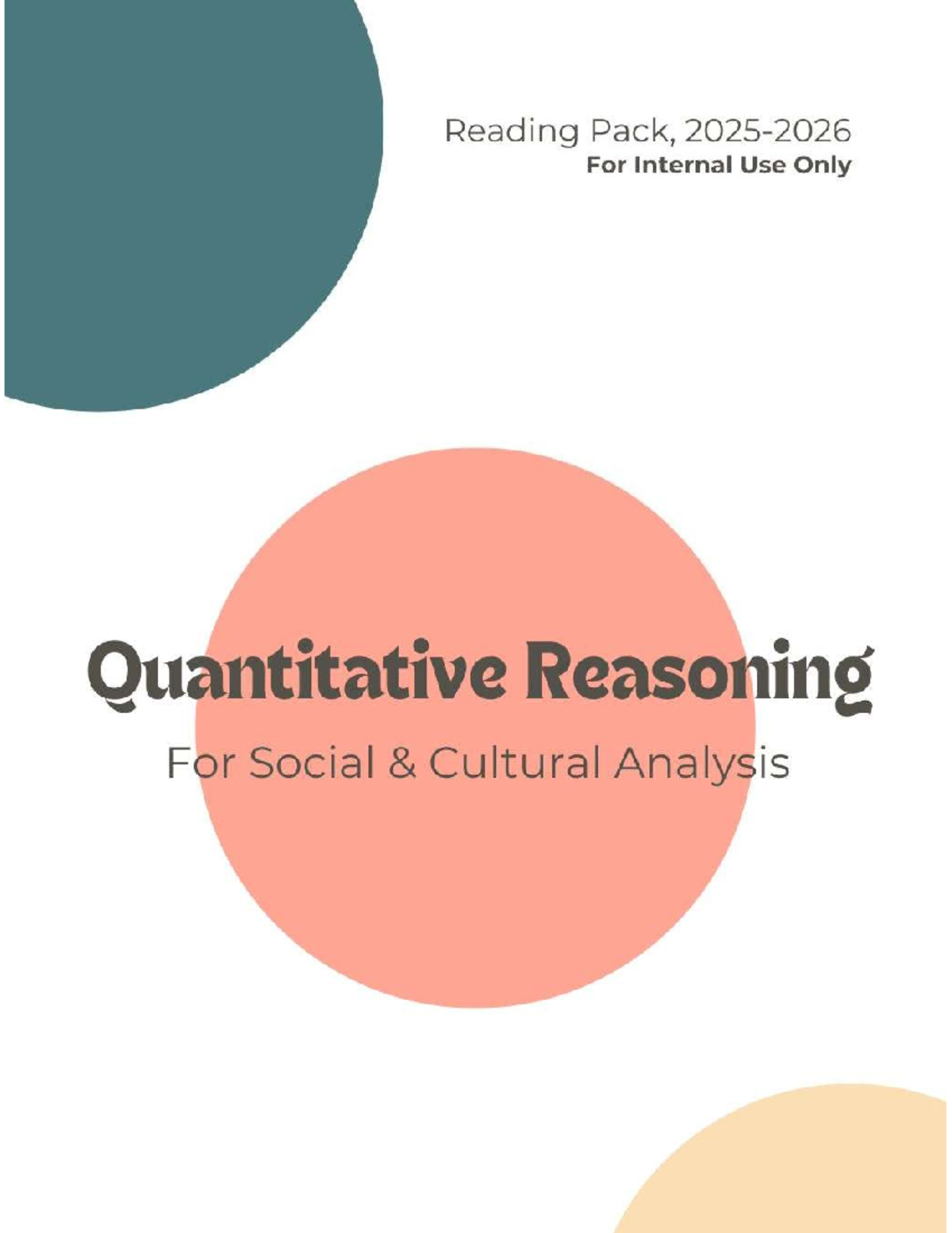 FLF1017 Quantitative Reasoning Reading Pack - Fall 2025 - Studocu
