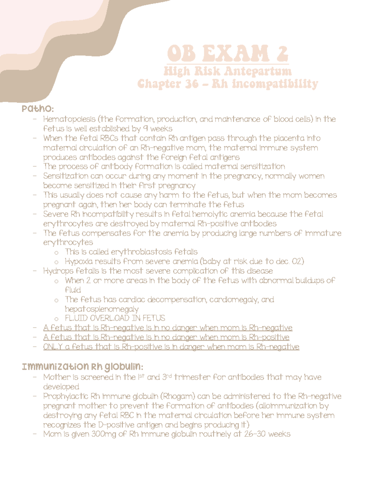 OB 2nd Exam Notes: Chapter 36 - High-Risk Antepartum & Rh ...
