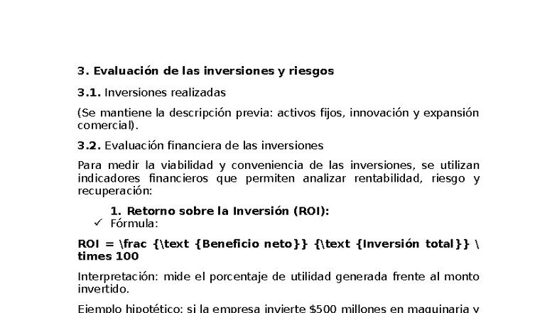 3. Evaluación Financiera de Inversiones y Riesgos - Punto 3 - Studocu