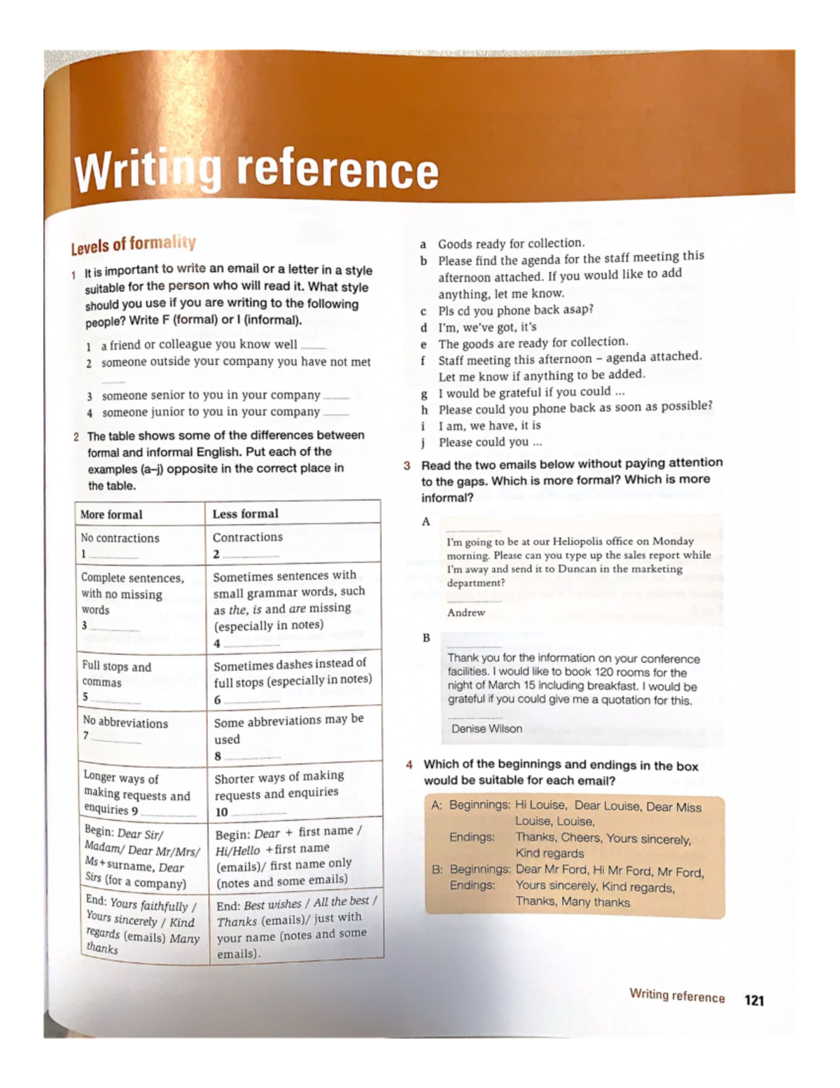 Writing reference - poznámky - Writing reference Levels of formality a ...
