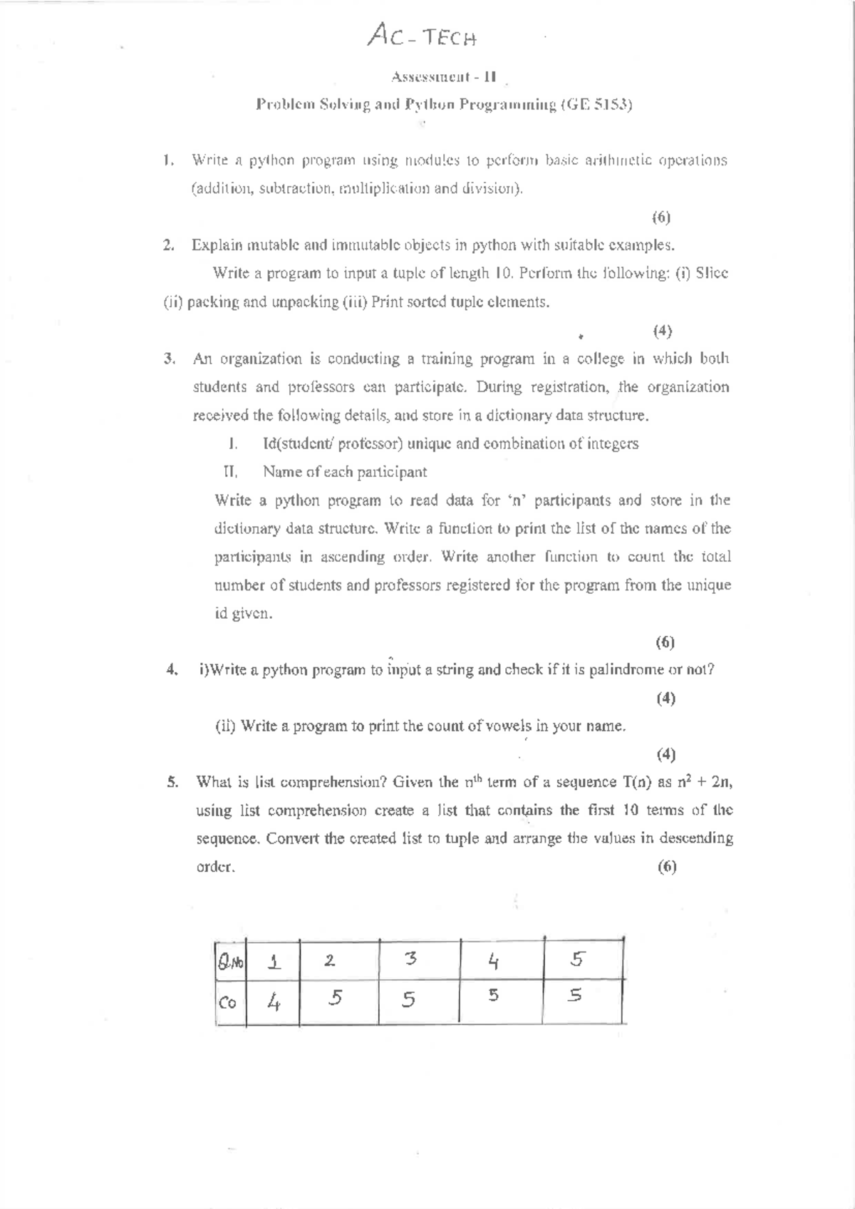 Assessment II: Problem Solving & Python Programming (GE 5153) - Studocu