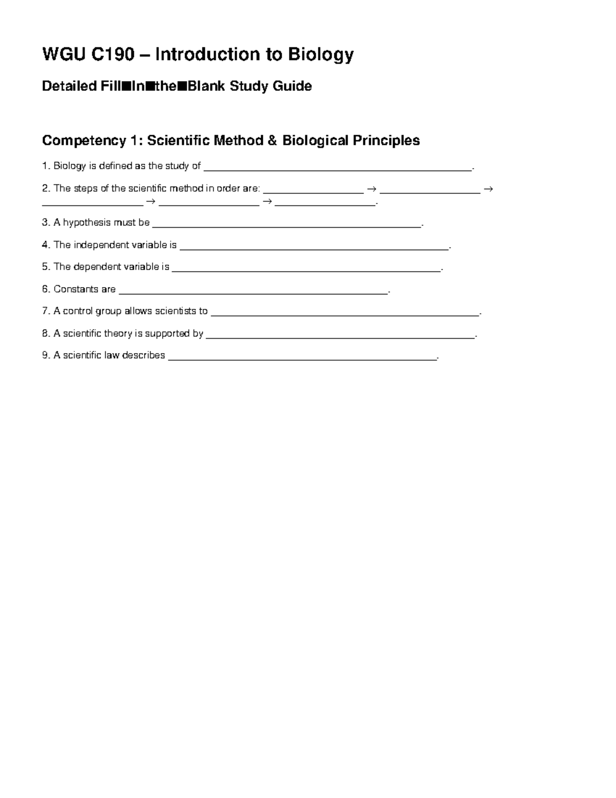 WGU C190 Biology Study Guide: Scientific Method to Genetics - Studocu