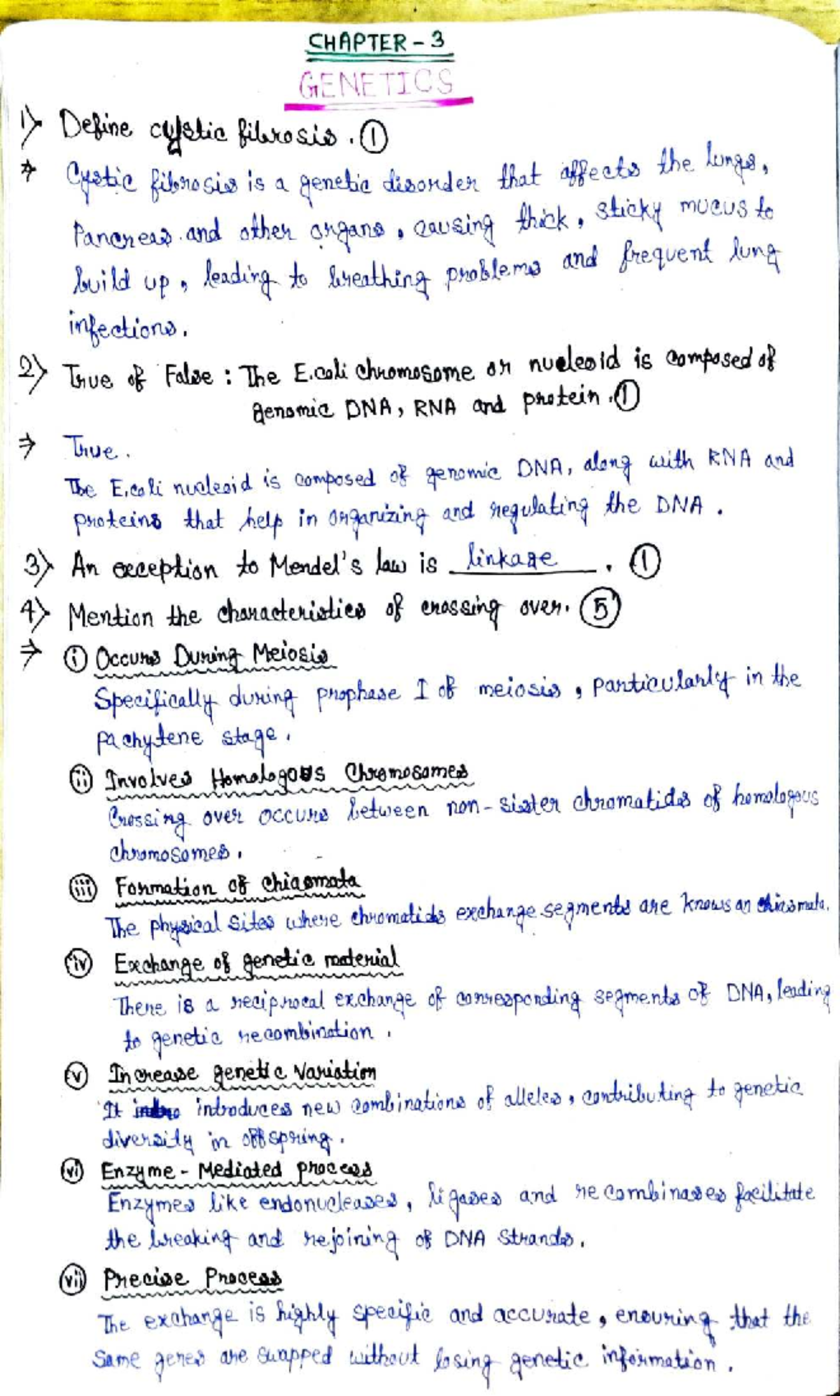 Genetics Q&A (UNIT-3): Key Questions for Exam Preparation - Studocu