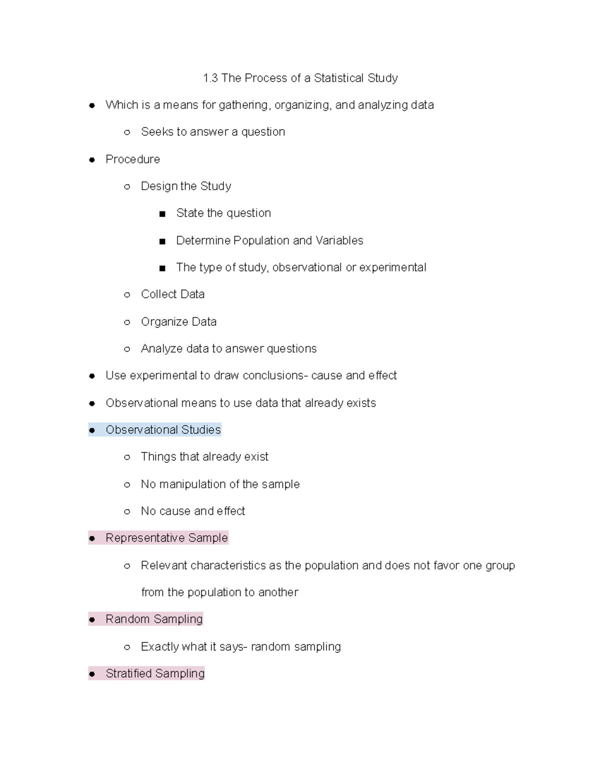 Statistical Study Process: Design, Collect, Analyze Data Methods - Studocu